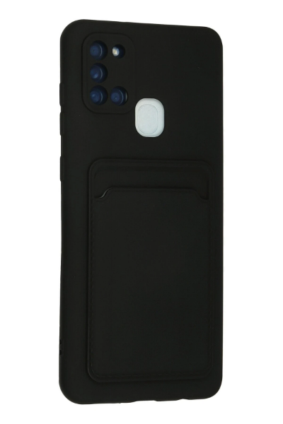 Newface Samsung Galaxy A21S Kılıf Kelvin Kartvizitli Silikon - Siyah resmi