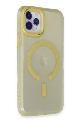 Newface iPhone 11 Pro Max Kılıf Troy Magsafe Kapak - Sarı resmi