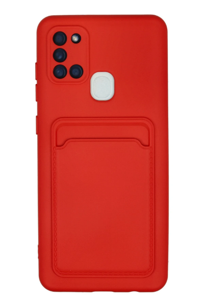 Newface Samsung Galaxy A21S Kılıf Kelvin Kartvizitli Silikon - Kırmızı resmi
