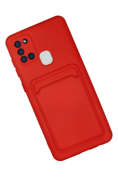 Newface Samsung Galaxy A21S Kılıf Kelvin Kartvizitli Silikon - Kırmızı resmi