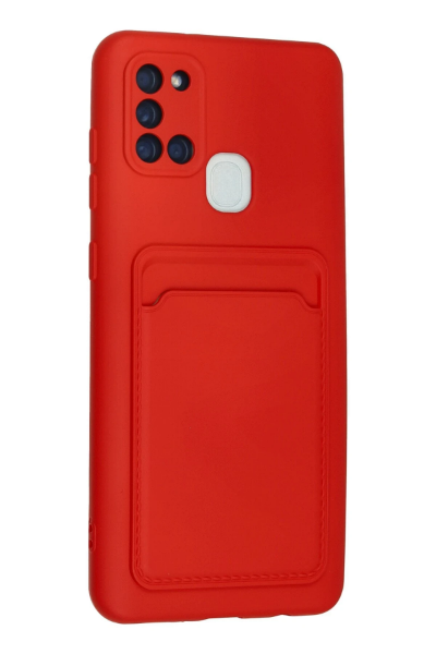 Newface Samsung Galaxy A21S Kılıf Kelvin Kartvizitli Silikon - Kırmızı resmi