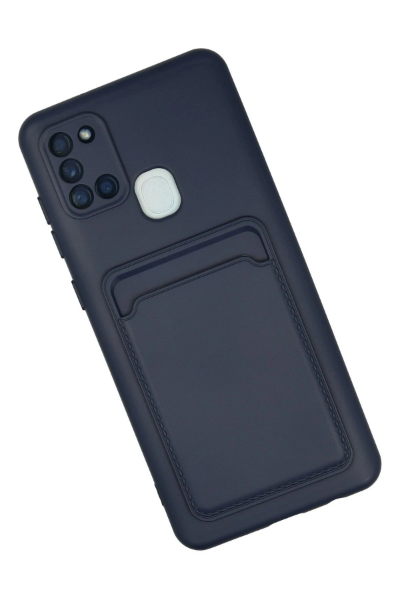 Newface Samsung Galaxy A21S Kılıf Kelvin Kartvizitli Silikon - Lacivert resmi