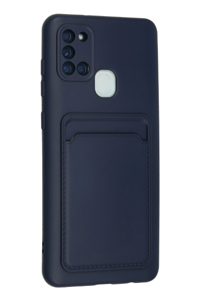 Newface Samsung Galaxy A21S Kılıf Kelvin Kartvizitli Silikon - Lacivert resmi