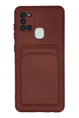 Newface Samsung Galaxy A21S Kılıf Kelvin Kartvizitli Silikon - Bordo resmi