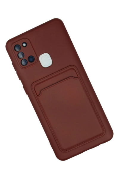 Newface Samsung Galaxy A21S Kılıf Kelvin Kartvizitli Silikon - Bordo resmi