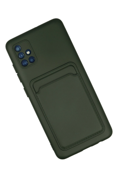 Newface Samsung Galaxy A51 Kılıf Kelvin Kartvizitli Silikon - Koyu Yeşil resmi