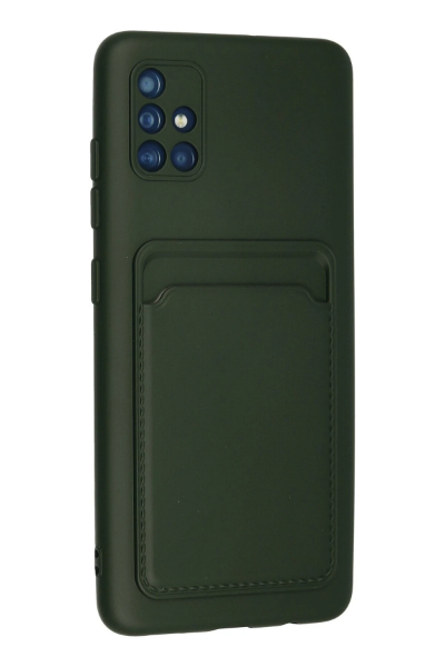 Newface Samsung Galaxy A51 Kılıf Kelvin Kartvizitli Silikon - Koyu Yeşil resmi
