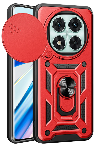 Newface Xiaomi Redmi Note 14 Pro 5G Kılıf Pars Lens Yüzüklü Silikon - Kırmızı resmi