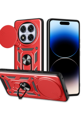 Newface Xiaomi Redmi Note 14 Pro Plus Kılıf Pars Lens Yüzüklü Silikon - Kırmızı resmi
