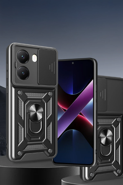 Newface Xiaomi Poco X7 Pro Kılıf Pars Lens Yüzüklü Silikon - Siyah resmi
