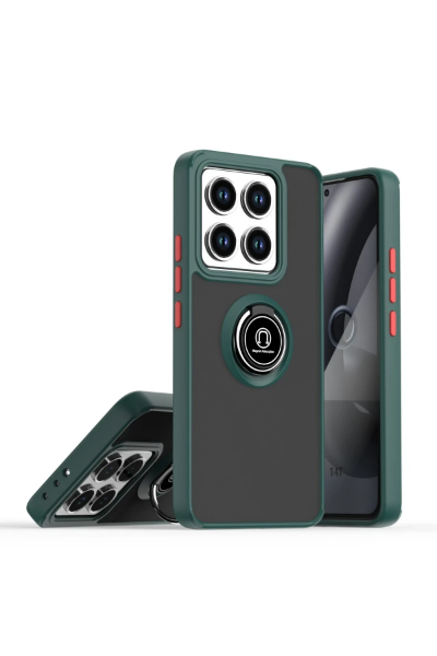 Newface Xiaomi Mi 14T Pro Kılıf Montreal Yüzüklü Silikon Kapak - Yeşil resmi