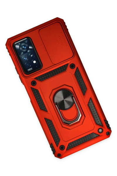 Newface Xiaomi Redmi Note 11 Pro Kılıf Pars Lens Yüzüklü Silikon - Kırmızı resmi