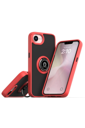 Newface iPhone 16E Kılıf Montreal Yüzüklü Silikon Kapak - Kırmızı resmi