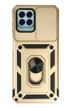 Newface Samsung Galaxy M33 Kılıf Pars Lens Yüzüklü Silikon - Gold resmi