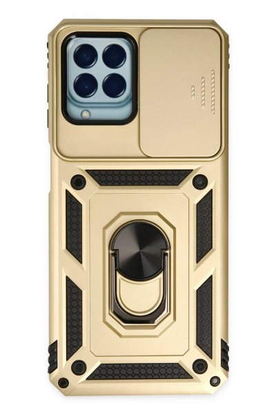 Newface Samsung Galaxy M33 Kılıf Pars Lens Yüzüklü Silikon - Gold resmi
