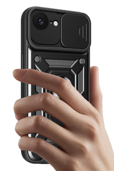 Newface iPhone 16E Kılıf Pars Lens Yüzüklü Silikon - Kırmızı resmi
