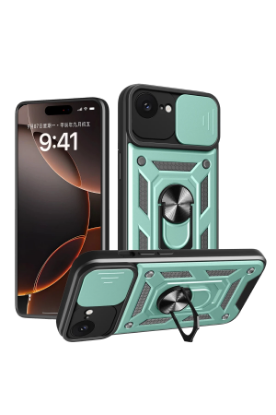 Newface iPhone 16E Kılıf Pars Lens Yüzüklü Silikon - Yeşil resmi