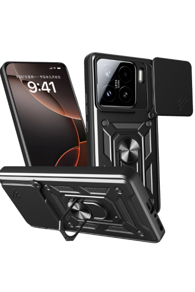 Newface Xiaomi Mi 15 Kılıf Pars Lens Yüzüklü Silikon - Siyah resmi