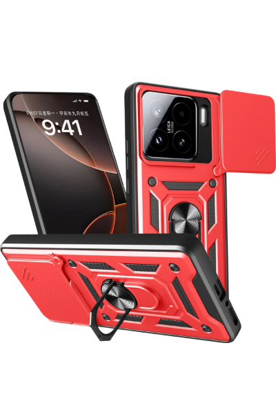 Newface Xiaomi Mi 15 Kılıf Pars Lens Yüzüklü Silikon - Kırmızı resmi