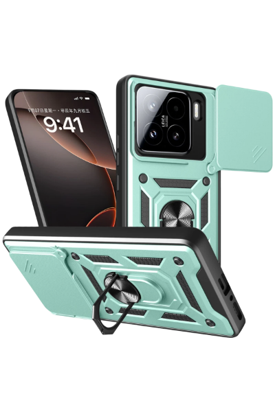 Newface Xiaomi Mi 15 Kılıf Pars Lens Yüzüklü Silikon - Yeşil resmi