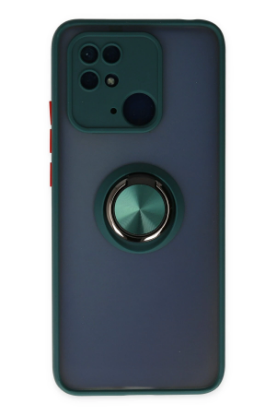 Newface Xiaomi Redmi 10C Kılıf Montreal Yüzüklü Silikon Kapak - Yeşil resmi