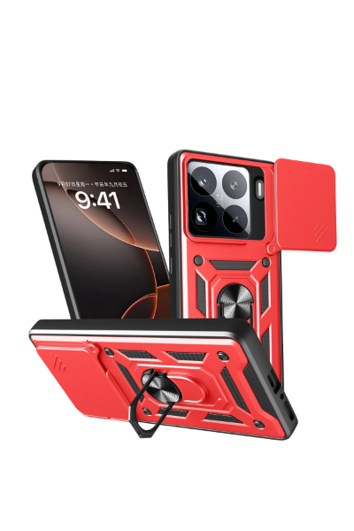 Newface Xiaomi Mi 15 Pro Kılıf Pars Lens Yüzüklü Silikon - Kırmızı resmi