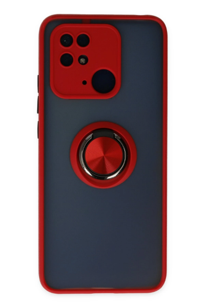 Newface Xiaomi Redmi 10C Kılıf Montreal Yüzüklü Silikon Kapak - Kırmızı resmi
