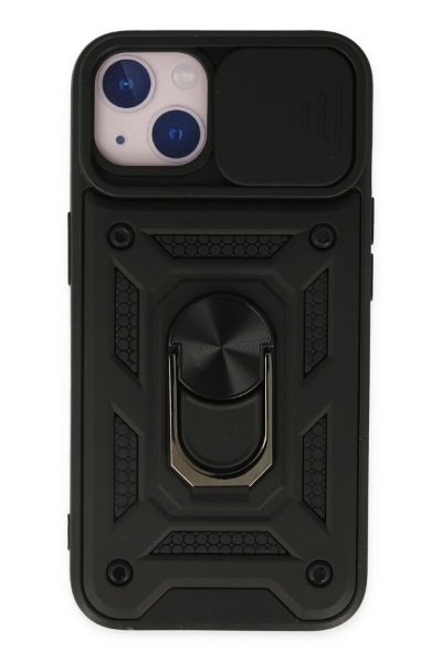 Newface iPhone 14 Kılıf Pars Lens Yüzüklü Silikon - Siyah resmi
