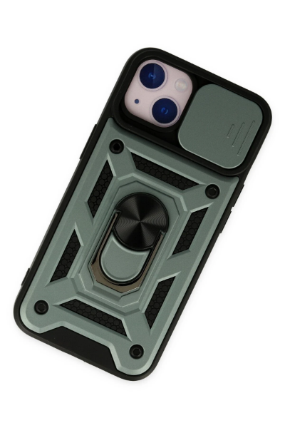 Newface iPhone 14 Kılıf Pars Lens Yüzüklü Silikon - Yeşil resmi