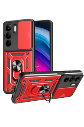 Newface Realme C75 4G Kılıf Pars Lens Yüzüklü Silikon - Kırmızı resmi