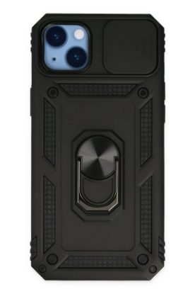 Newface iPhone 14 Plus Kılıf Pars Lens Yüzüklü Silikon - Siyah resmi