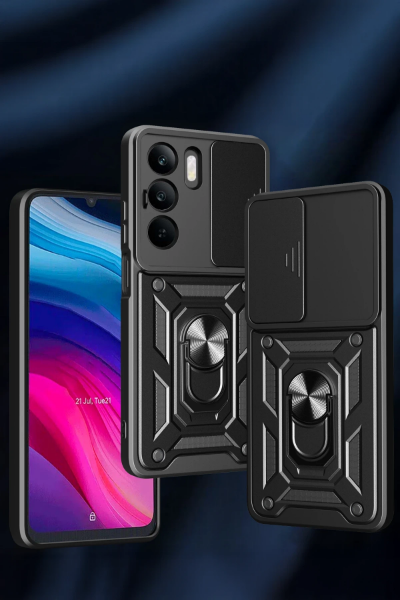 Newface Realme C75 4G Kılıf Pars Lens Yüzüklü Silikon - Lacivert resmi