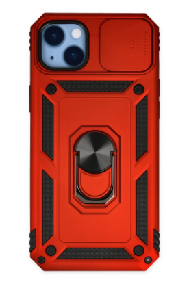 Newface iPhone 14 Plus Kılıf Pars Lens Yüzüklü Silikon - Kırmızı resmi