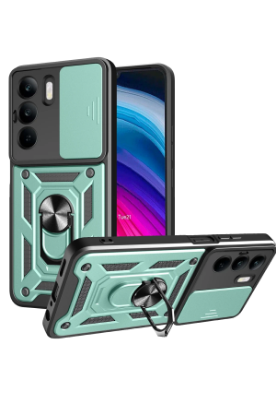 Newface Realme C75 4G Kılıf Pars Lens Yüzüklü Silikon - Yeşil resmi