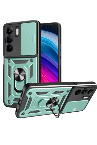 Newface Realme C75 4G Kılıf Pars Lens Yüzüklü Silikon - Yeşil resmi
