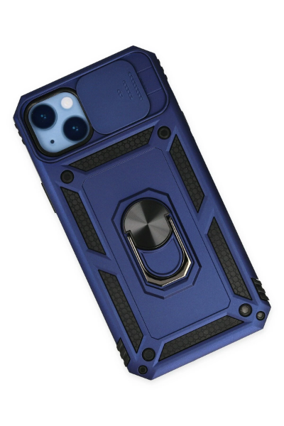 Newface iPhone 14 Plus Kılıf Pars Lens Yüzüklü Silikon - Lacivert resmi