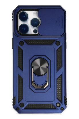 Newface iPhone 14 Pro Kılıf Pars Lens Yüzüklü Silikon - Lacivert resmi