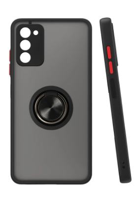 Newface Samsung Galaxy A03S Montreal Yüzüklü Silikon Kapak - Siyah resmi