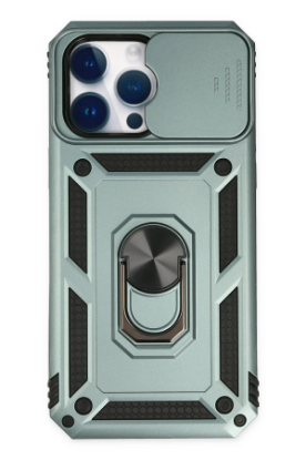 Newface iPhone 14 Pro Kılıf Pars Lens Yüzüklü Silikon - Yeşil resmi