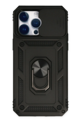 Newface iPhone 14 Pro Max Kılıf Pars Lens Yüzüklü Silikon - Siyah resmi