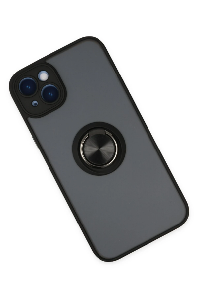 Newface iPhone 14 Kılıf Montreal Yüzüklü Silikon Kapak - Siyah resmi