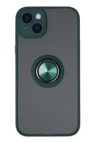 Newface iPhone 14 Plus Kılıf Montreal Yüzüklü Silikon Kapak - Yeşil resmi