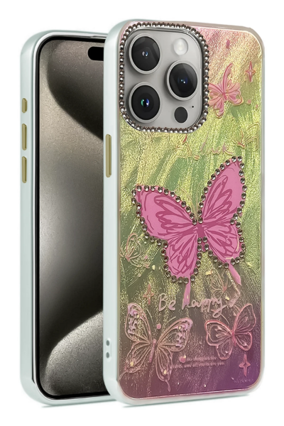 Newface iPhone 15 Pro Max Kılıf Blade Aynalı Desenli Kapak - Desen 5 resmi