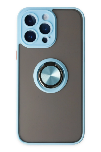 Newface iPhone 14 Pro Kılıf Montreal Yüzüklü Silikon Kapak - Buz Mavi resmi