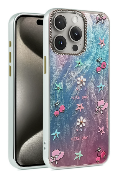 Newface iPhone 15 Pro Kılıf Blade Aynalı Desenli Kapak - Desen 4 resmi