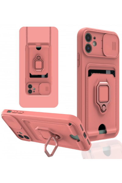 Newface iPhone 11 Kılıf Zuma Kartvizitli Yüzüklü Silikon - Pembe resmi