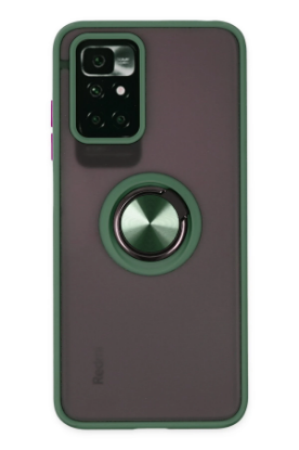 Newface Xiaomi Redmi 10 2022 Kılıf Montreal Yüzüklü Silikon Kapak - Yeşil resmi