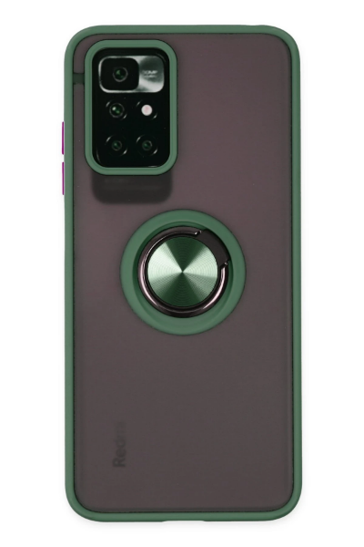 Newface Xiaomi Redmi 10 2022 Kılıf Montreal Yüzüklü Silikon Kapak - Yeşil resmi