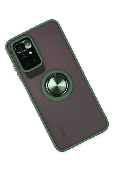 Newface Xiaomi Redmi 10 2022 Kılıf Montreal Yüzüklü Silikon Kapak - Yeşil resmi