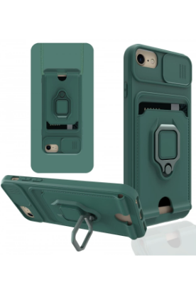 Newface iPhone 7 Kılıf Zuma Kartvizitli Yüzüklü Silikon - Yeşil resmi